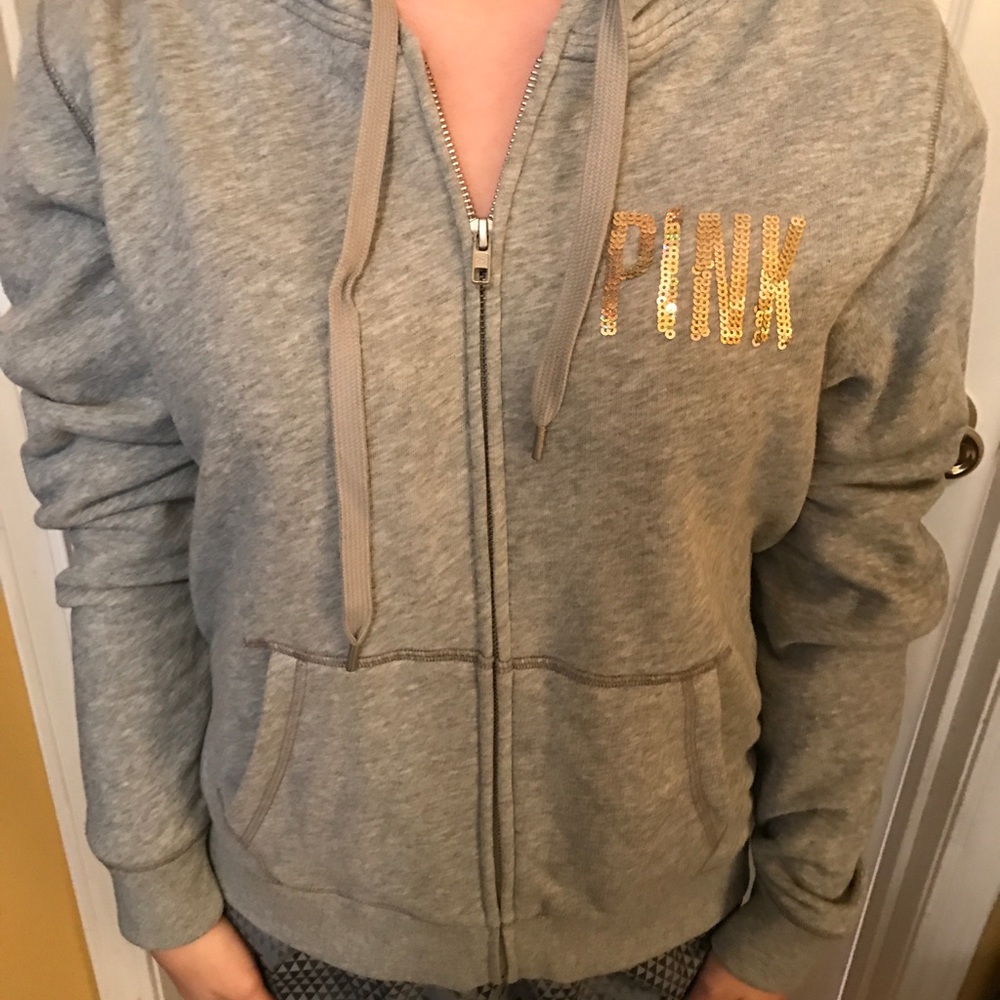 Pink sequin full zip