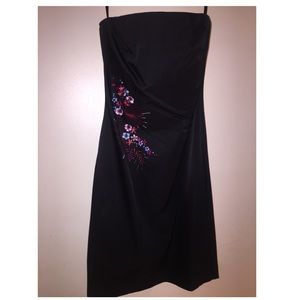 Black Dress with Colorful Embroidery Detail