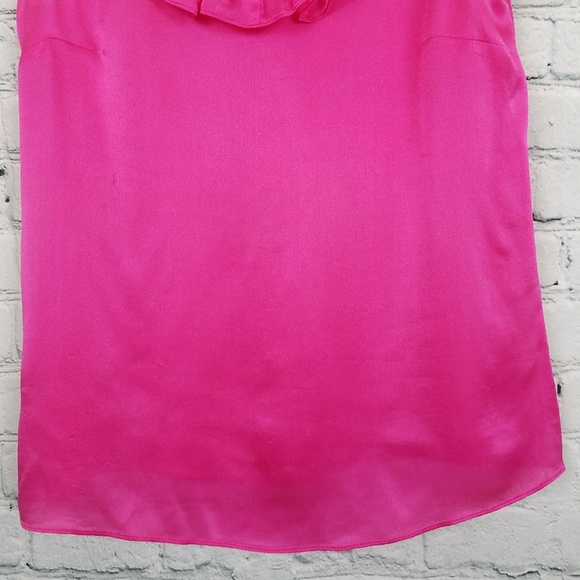 J Crew 100% Silk Hot Pink Ruffle Neck Tank Top - Picture 4 of 6