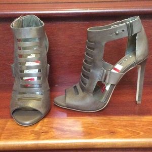 BCBGeneration Carissa leather cutout sandal heels.