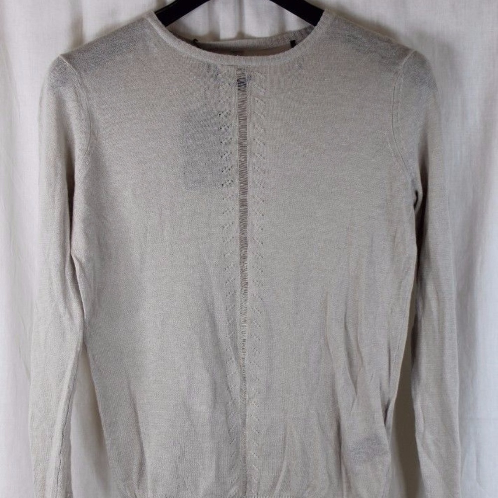 L.A.M.B. BEIGE LINEN BLEND DROPPED NEEDLE SWEATER