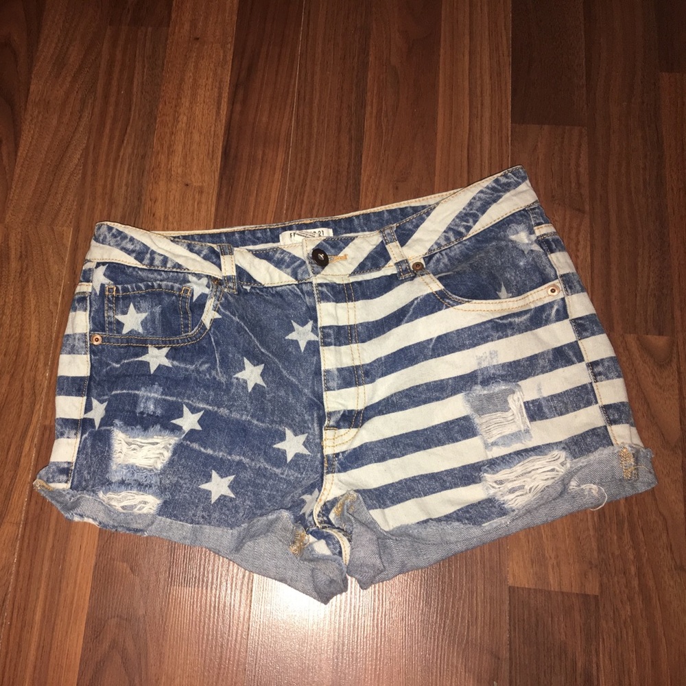 High waisted Distressed shorts.