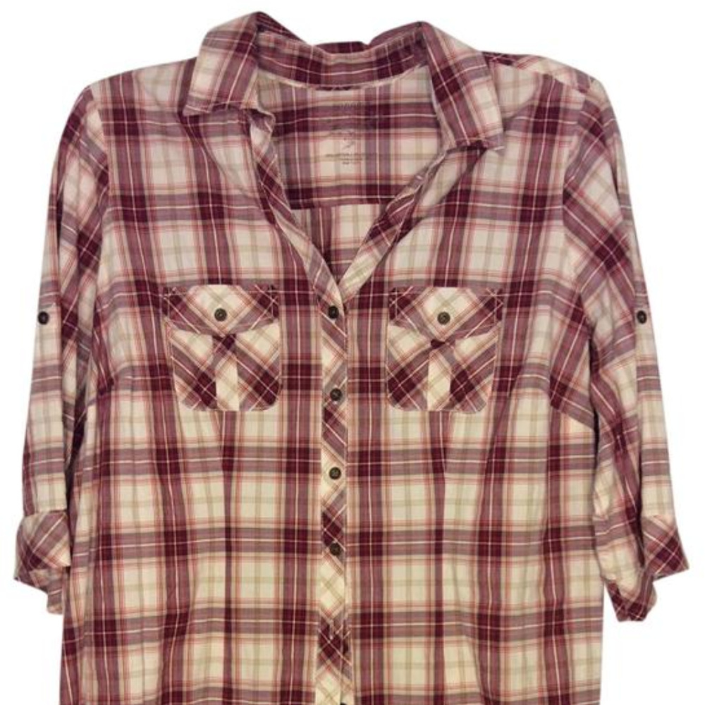 Eggshell & Brick Red 1x Button-up Top