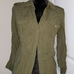 EXPRESS Soft Button Down Long Sleeve Shirt Blouse