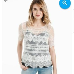 White House Black Market sheer lace top