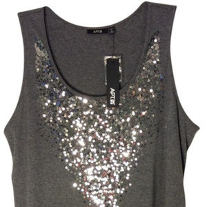 Apt. 9 Charcoal Grey 1x Sequin Design Top