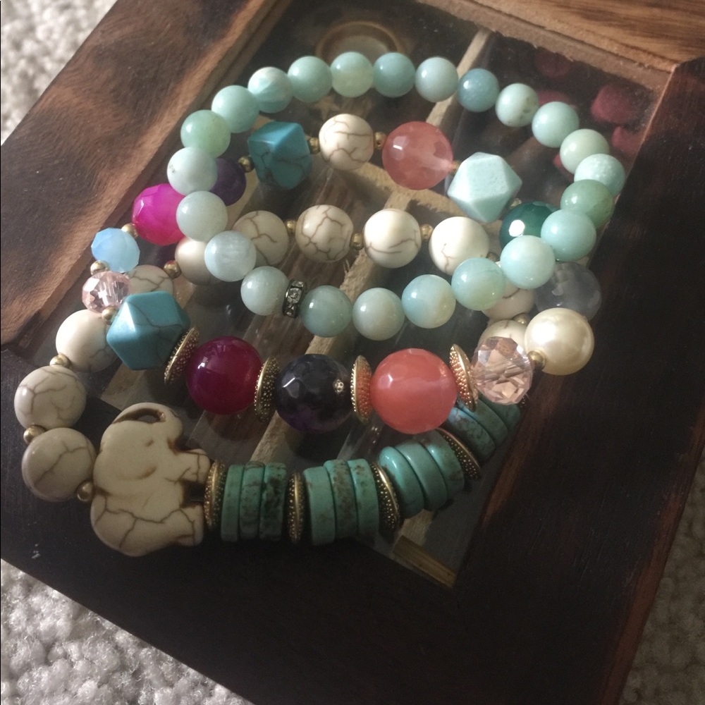 Beautiful set of three bracelets handmade