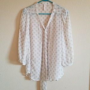 Chiffon Polka Dot Pussy Bow Blouse