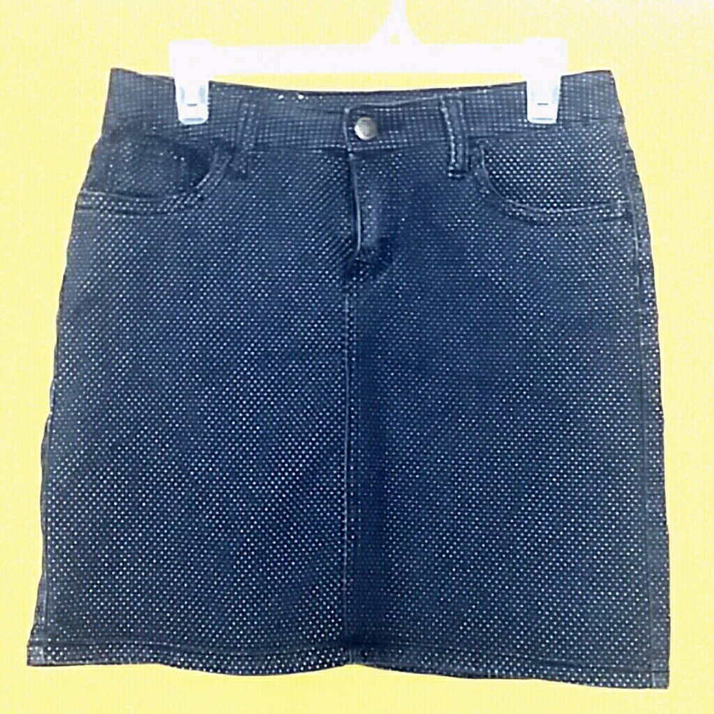 White Polka Dot Denim skirt