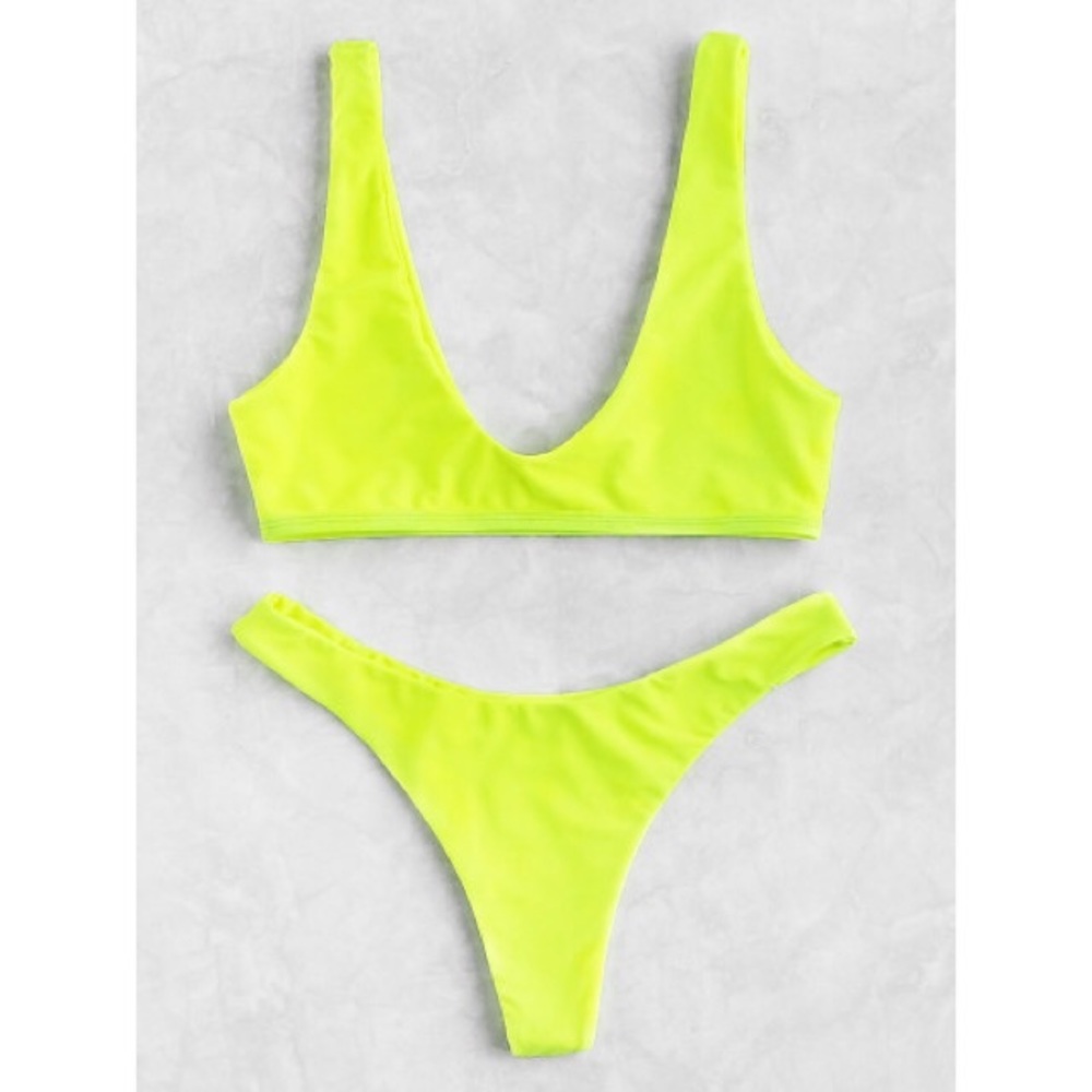 Neon highlighter yellow bikini