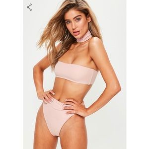 Nude Bandeau Bikini Set w/ Choker