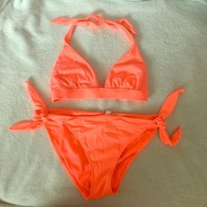 Coral Victoria's Secret Halter Bikini Size Large
