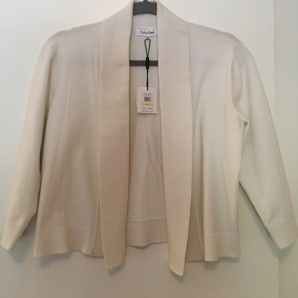 Calvin Klein Silk Blend Cream Cardigan. Size M NWT