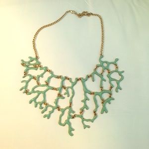 Teal and gold "coral" necklace