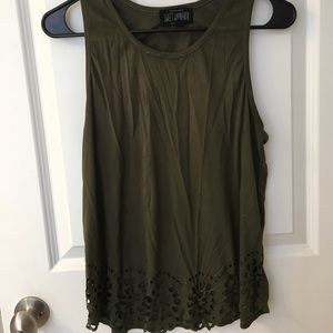 Sweet Wanderer Olive Cutout Tank