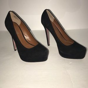 Black suede platforms
