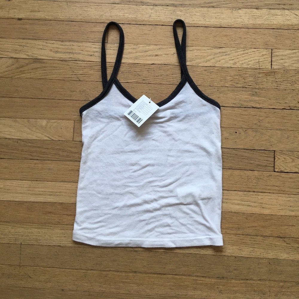 BDG small cropped tank top white and dark gray