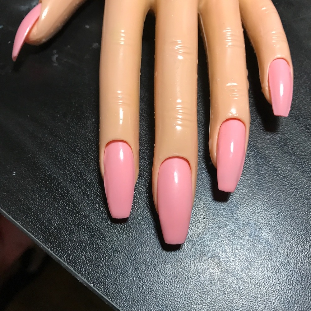 Baby Pink UV Gel Coffin Nails By Katie