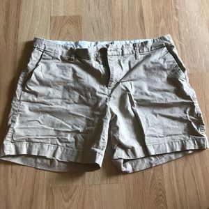 Khaki dress shorts.