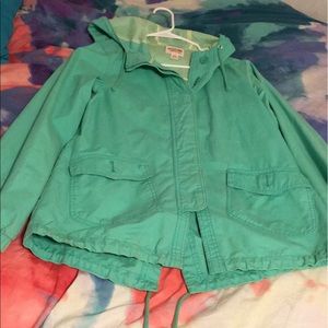 Teal rain jacket