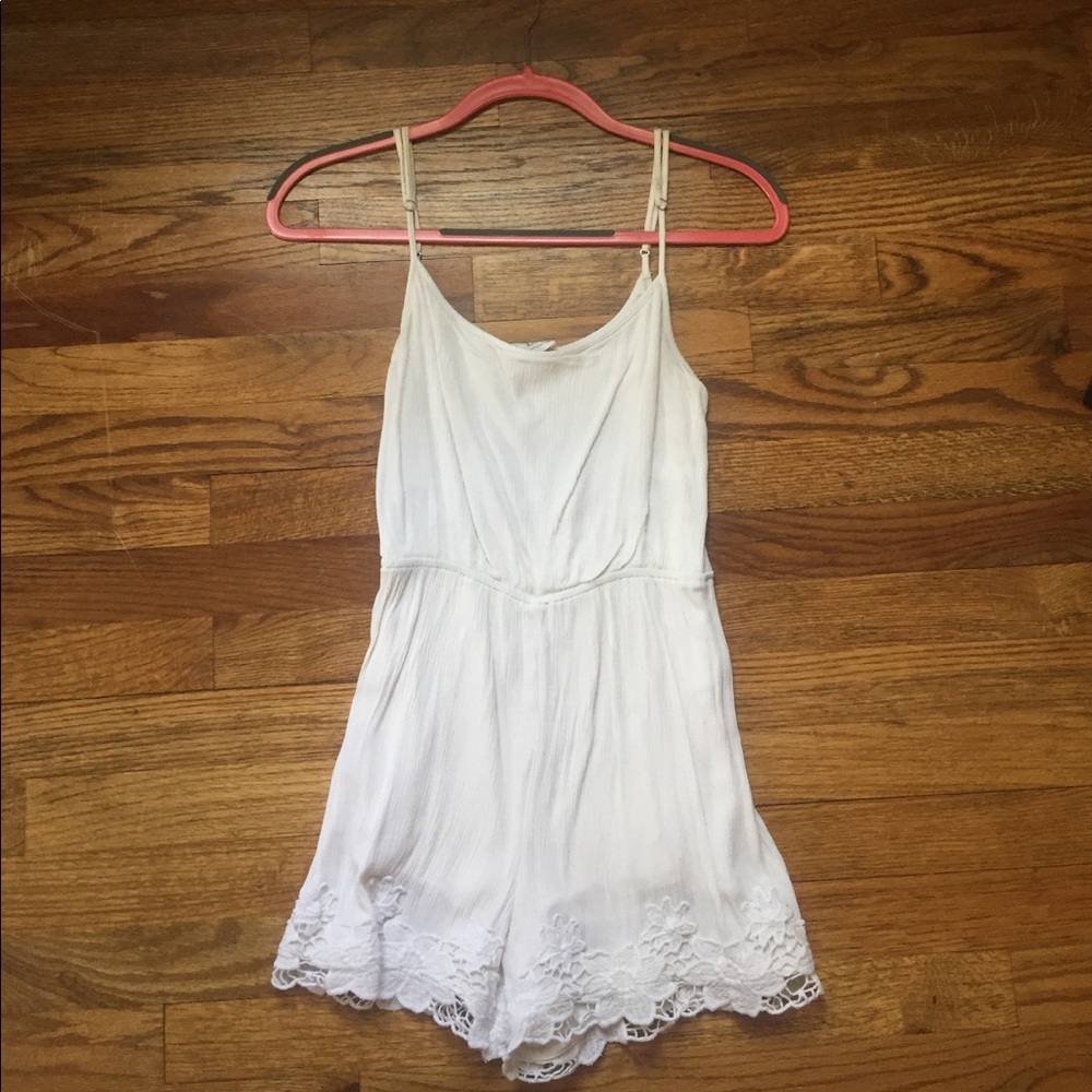 Cream Romper with Lace Detail