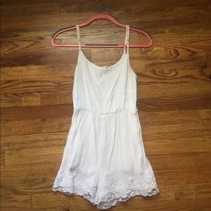 Cream Romper with Lace Detail