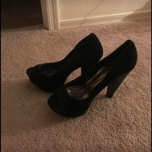 Cathy Jean open toe suede heel