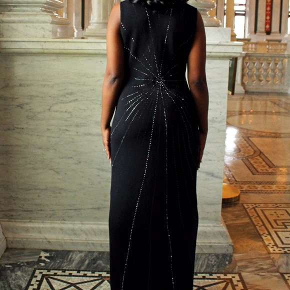 **SOLD** St. John Evening Black Beaded Gown - Picture 3 of 6