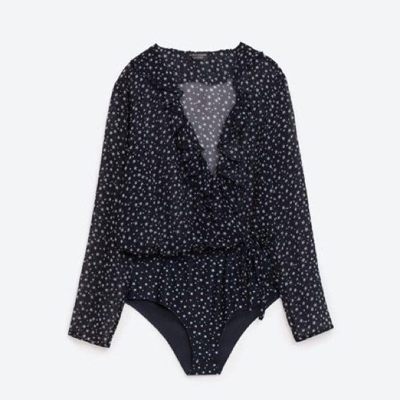 ✨SOLD✨ Zara Star Print Ruffle Wrap Bodysuit - Picture 5 of 5