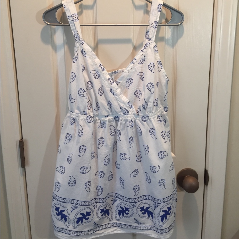 White and blue tank
