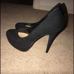 Black suede stilettos
