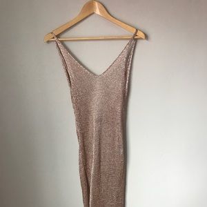 Metallic Rose Gold Knit Dress