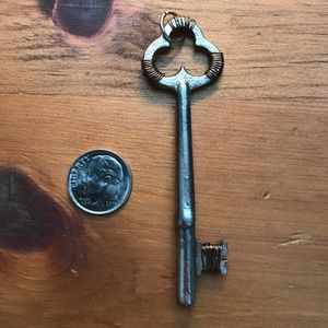 Antique Key Pendant w/ Copper Wire Wrap