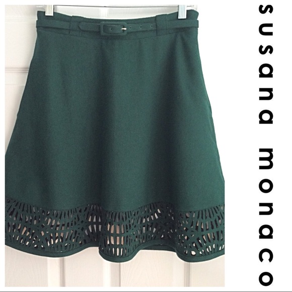 ✨HP✨ NWOT Susana Monaco Naomi Laser Cut Hem Skirt - Picture 3 of 7