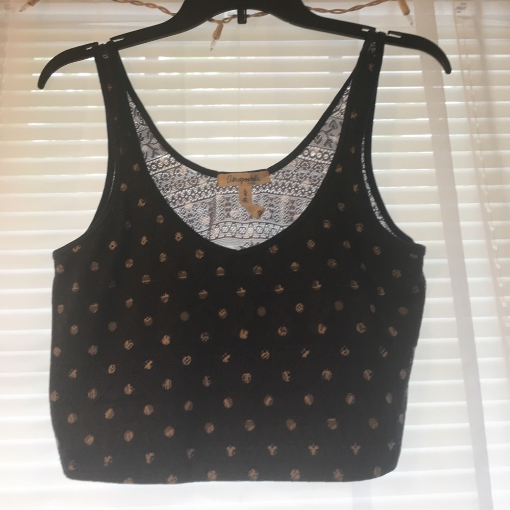 Blue crop top with white dots