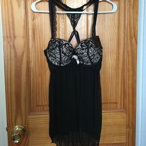 NWT black and light pink babydoll