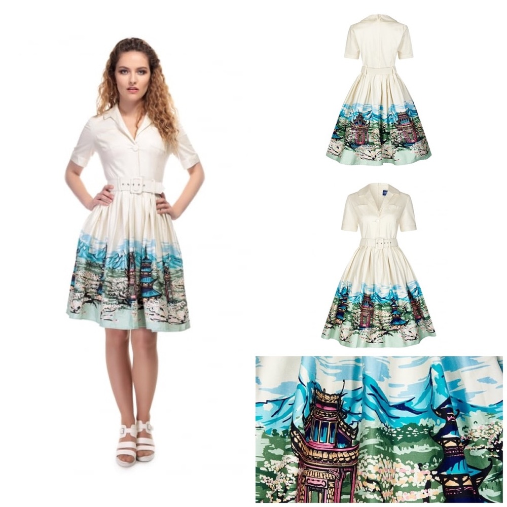UK18 Collectif Vintage Janet Scenic Mountain Dress