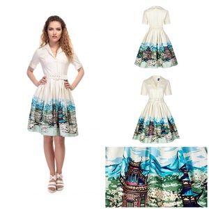 UK18 Collectif Vintage Janet Scenic Mountain Dress