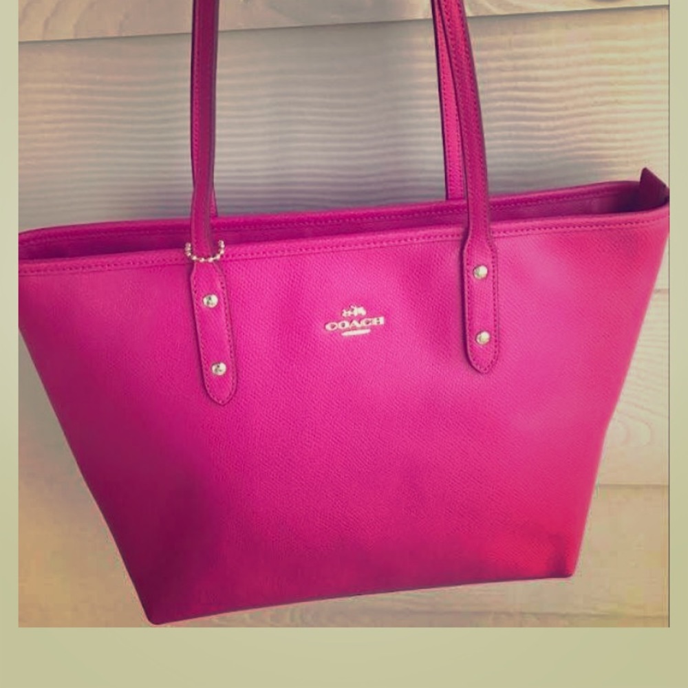 Bright pink coach tote