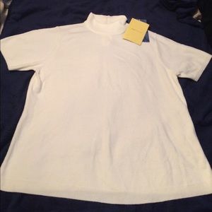 White Shortsleeve Mock-neck Sweater