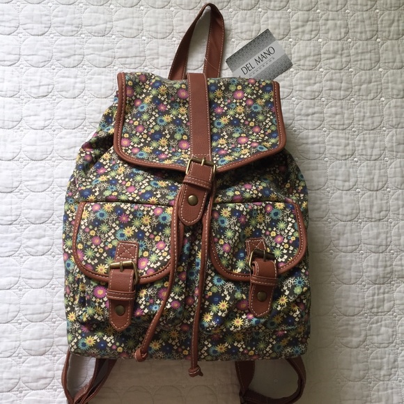 NWT Backpack Purse Cute Mushroom Floral Vegan - Picture 2 of 8