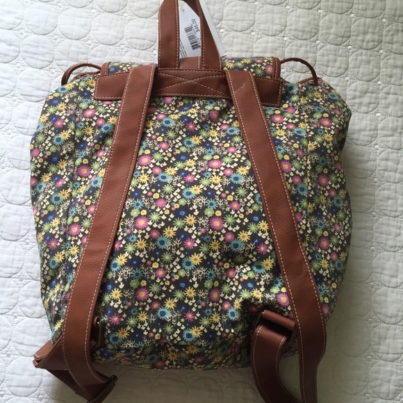 NWT Backpack Purse Cute Mushroom Floral Vegan - Picture 3 of 8
