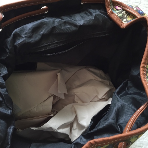 NWT Backpack Purse Cute Mushroom Floral Vegan - Picture 6 of 8