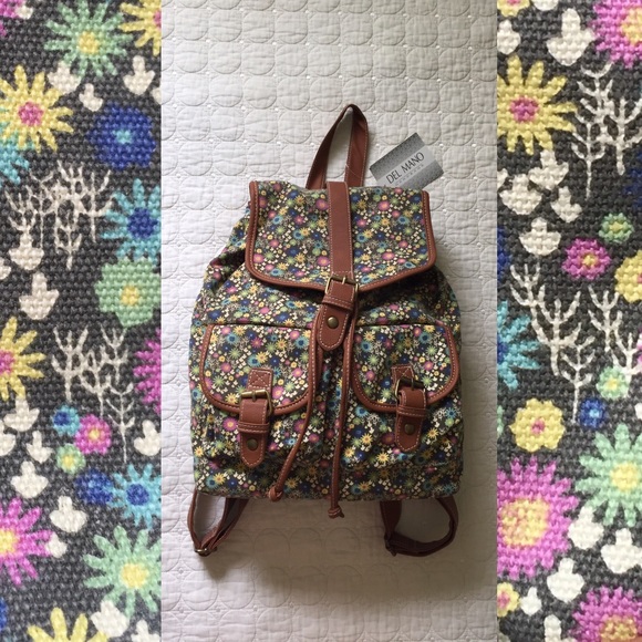 NWT Backpack Purse Cute Mushroom Floral Vegan - Picture 1 of 8