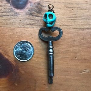 Antique Key Pendant w/ Skull Top