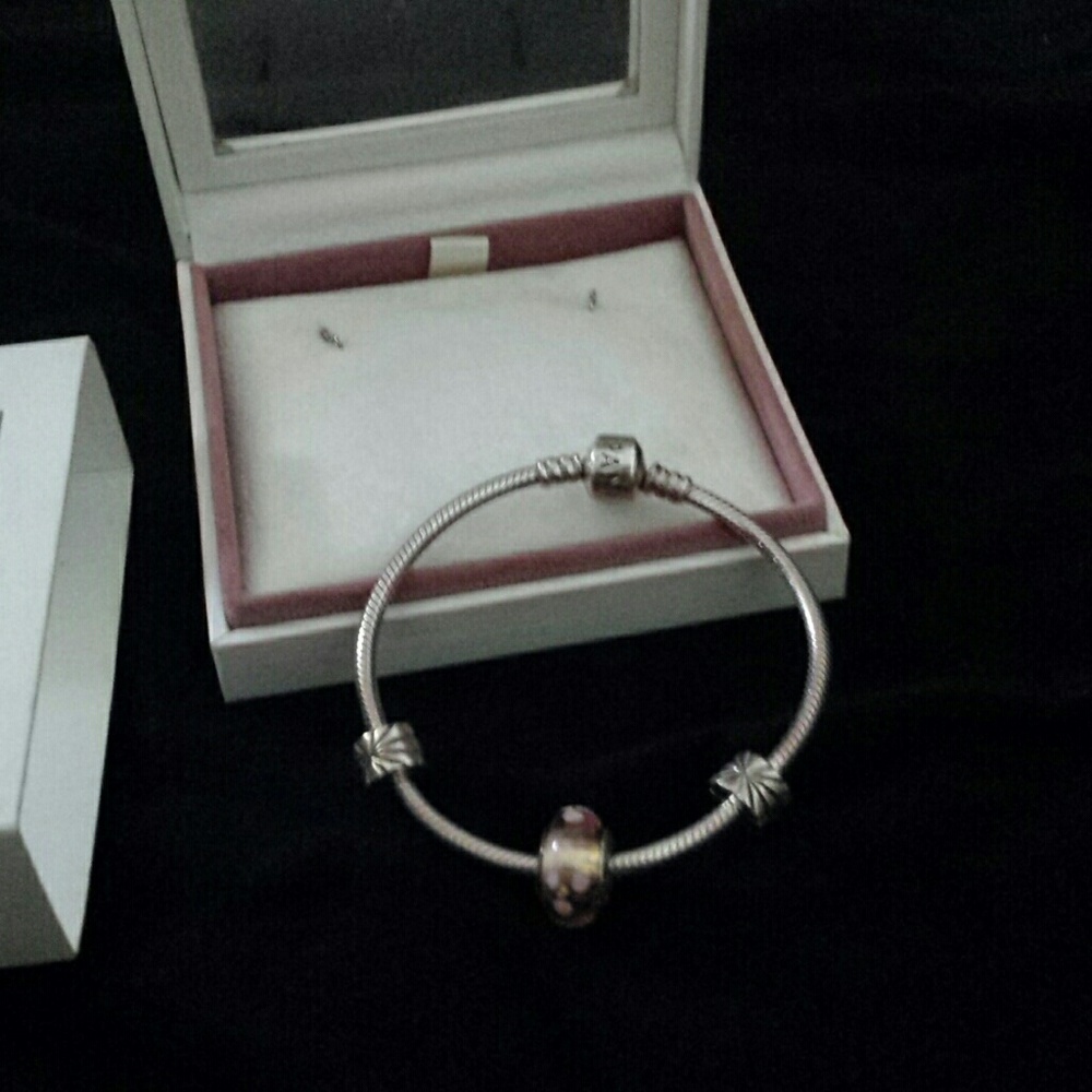 Pandora bracelet with 3 charms
