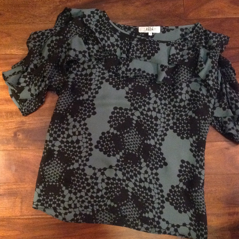 Tibi Silk Ruffle Blouse