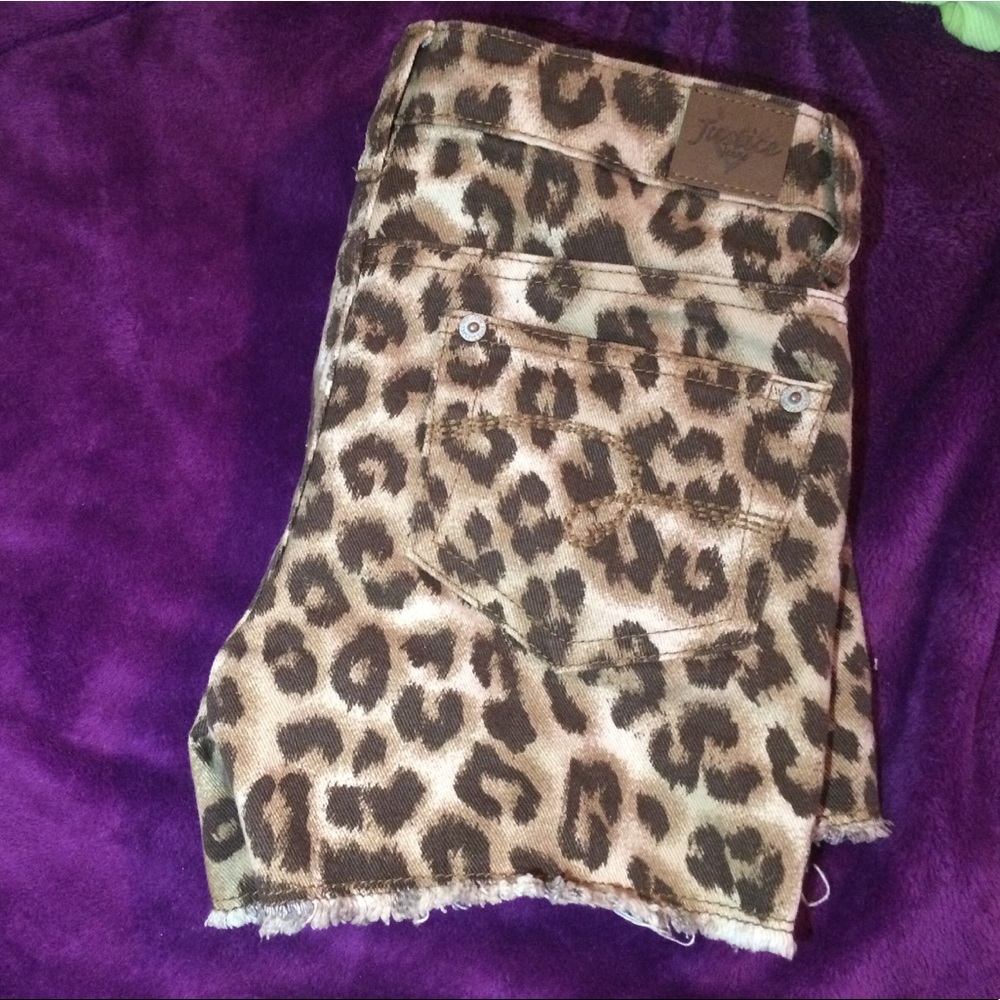 Cheetah print girls jean shorts
