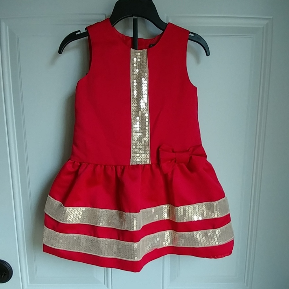Red & Gold Sequin Holiday Formal Dress Pageant