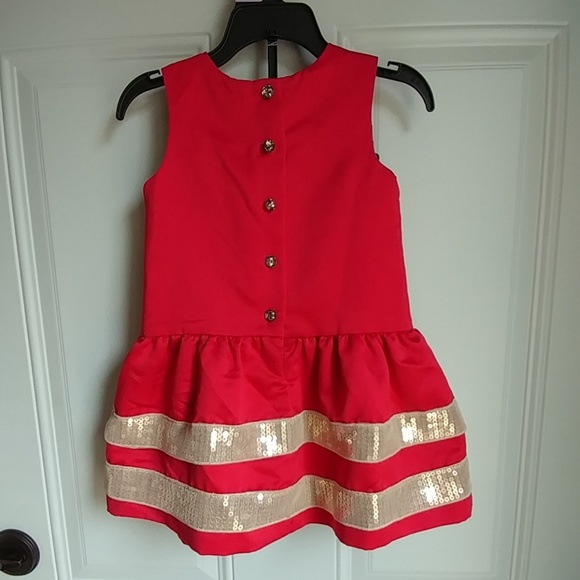 Red & Gold Sequin Holiday Formal Dress Pageant - Picture 3 of 6